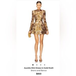 Bronx and Banco Gold and Tan Long Sleeve Dress